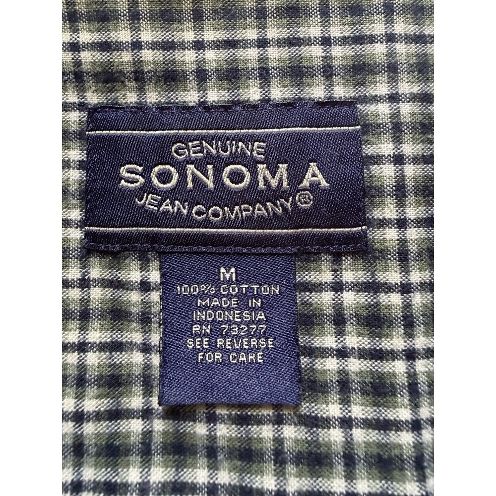 Sonoma Mens  Plaid Button Up Green Long Sleeve Shirt Size Medium - Picture 3 of 4